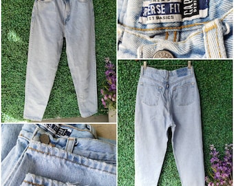 90s Gap Jeans, Vintage High Waisted, Tapered, Light Wash, Non-stretch Denim, 10 Long