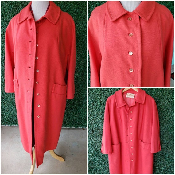 60s Mod Coat, Coral Pink, Jackie Kennedy Style