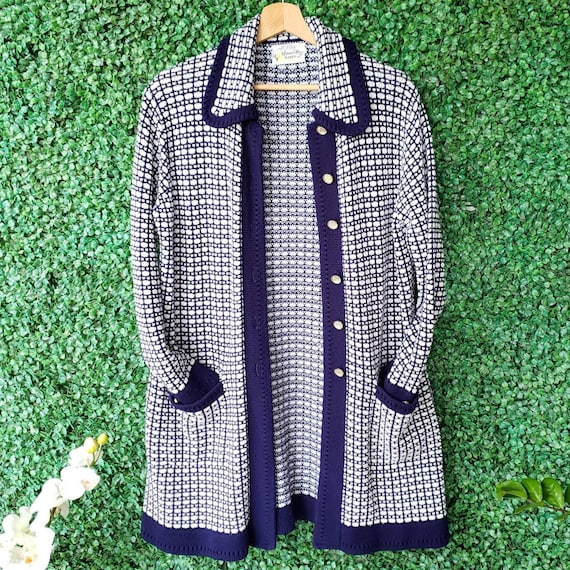 60s, 70s Vintage Cardigan, Midcentury Women's Long Button up