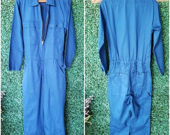 Vintage Jumpsuit, Work Wear Coveralls, Royal Blue