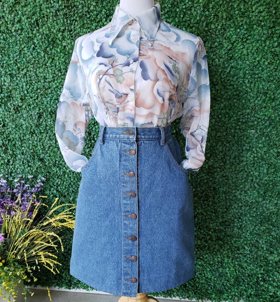 Vintage Denim Skirt, 80s Jordache Jeans Button Fr… - image 2