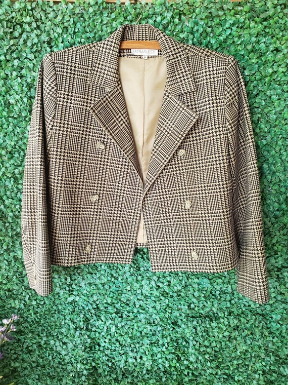 Vintage Houndstooth Jacket, Double Breasted Boxy B