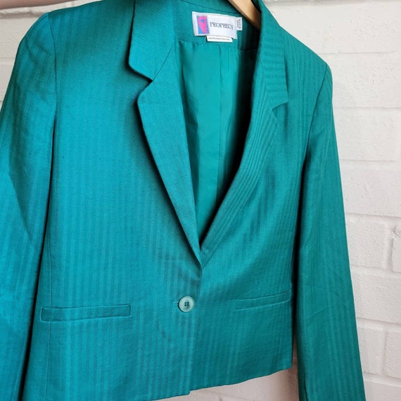 Vintage Striped Blazer, Green,  Medium - image 1