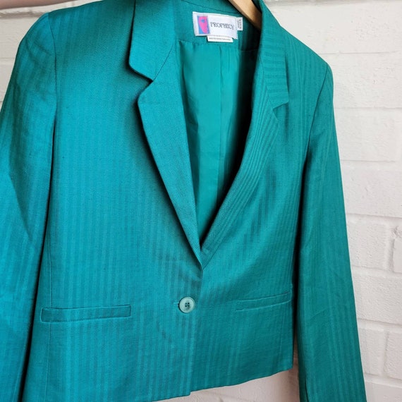 Vintage Striped Blazer, Green,  Medium