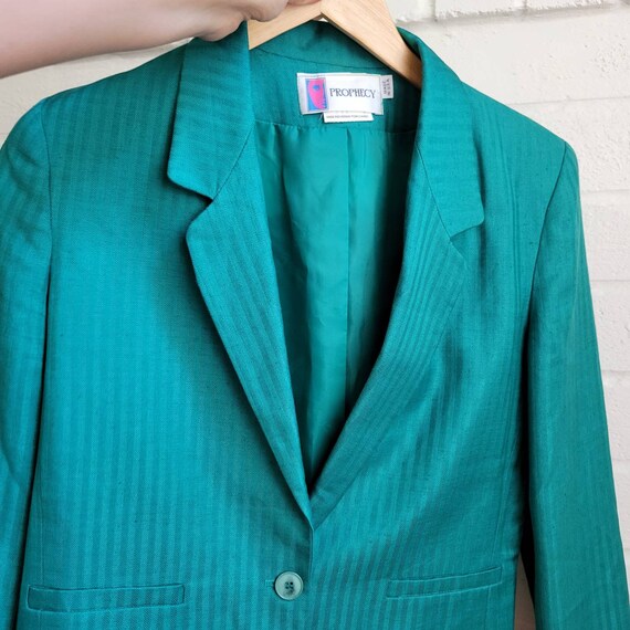 Vintage Striped Blazer, Green,  Medium - image 7