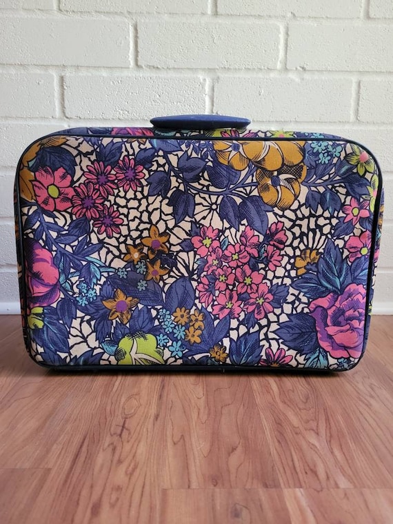 Vintage Floral Suitcase, 60s, 70s Vintage Carry-o… - image 2