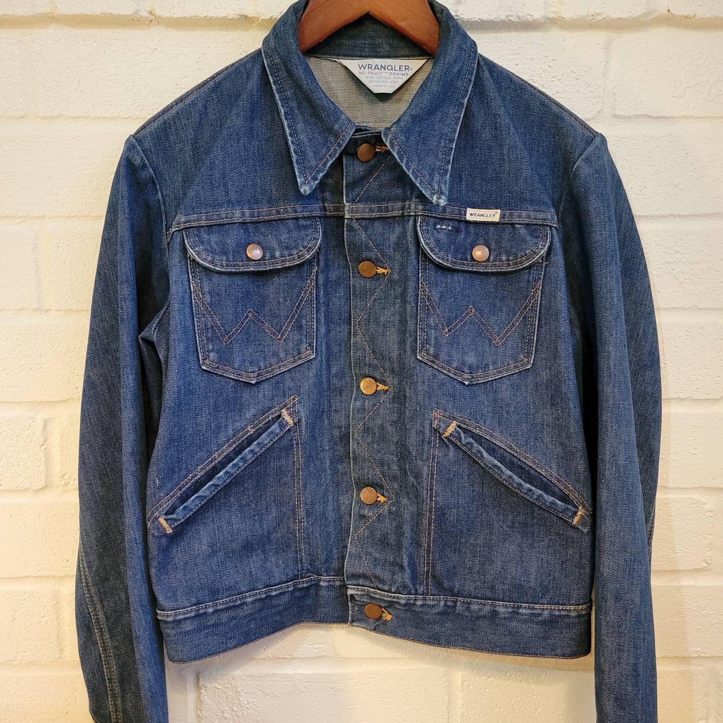 70s Vintage Denim Jacket, Jean Jacket, Sanfor-set Wrangler - Etsy 70s Vintage Denim Jacket, Jean Jacket, Sanfor-set Wrangler - Etsy