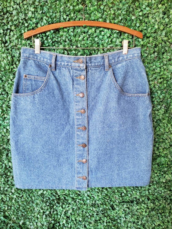 Vintage Denim Skirt, 80s Jordache Jeans Button Fr… - image 3