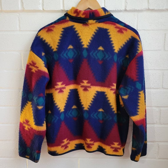 Vintage Aztec Fleece, Rainbow Geometric, Print Ja… - image 2