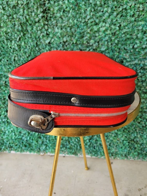 Vintage Rainbow Canvas Suitcase, 70s Vintage Carr… - image 6