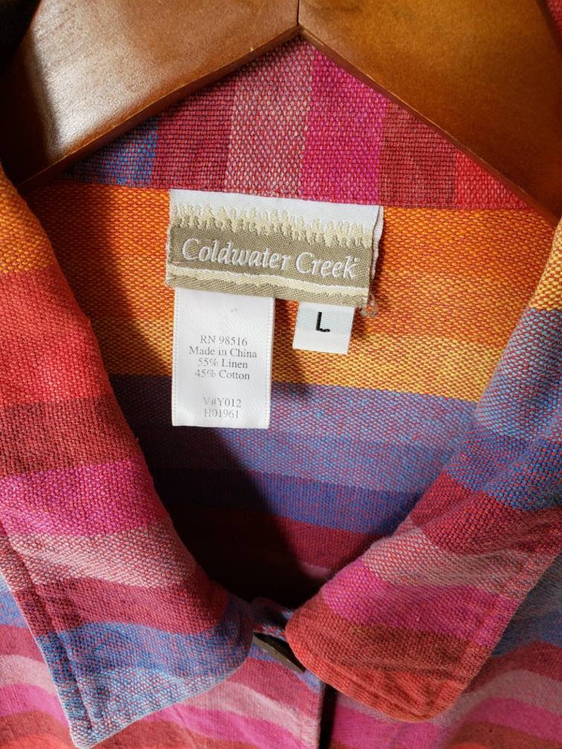 Vintage Rainbow Linen Jacket Desert Sunset 90s Vintage Color-block Multicolor Lightweight Jacket