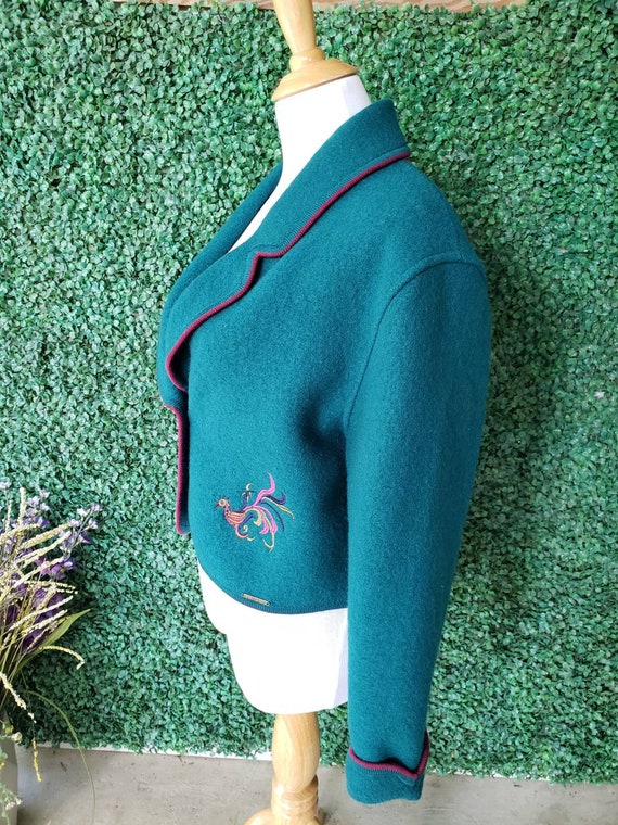 Vintage Peacock Jacket, Wool Cardigan, Colorful Embro… Gem