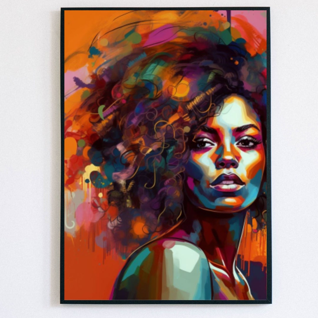 Digital Black Wall Art Black Woman Girl Art Gift Black Art Etsy