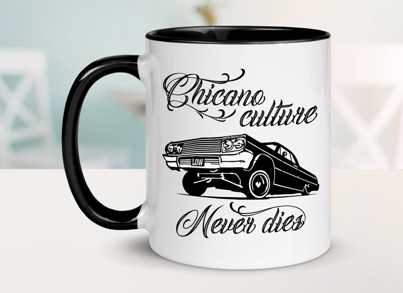 Chicano Culture Gift, Lowrider Art Mug, Mexican Art Mug, Low Rider Car Mug, Pinstripe Gift, Low Riding Gift, Lowrider Gifts, East LA Gift Bild 2