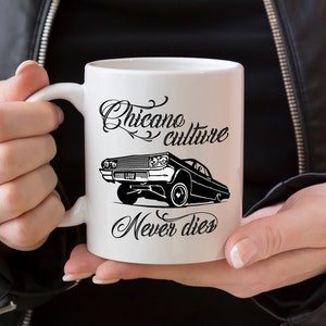 Chicano Culture Gift, Lowrider Art Mug, Mexican Art Mug, Low Rider Car Mug, Pinstripe Gift, Low Riding Gift, Lowrider Gifts, East LA Gift Bild 1