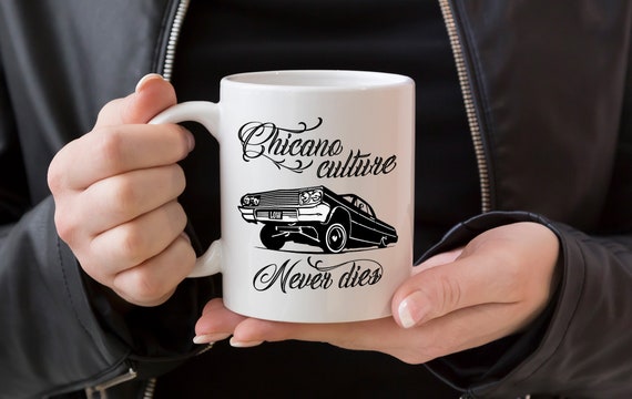 Chicano Culture Gift, Lowrider Art Mug, Mexican Art Mug, Low Rider Car Mug, Pinstripe Gift, Low Riding Gift, Lowrider Gifts, East LA Gift