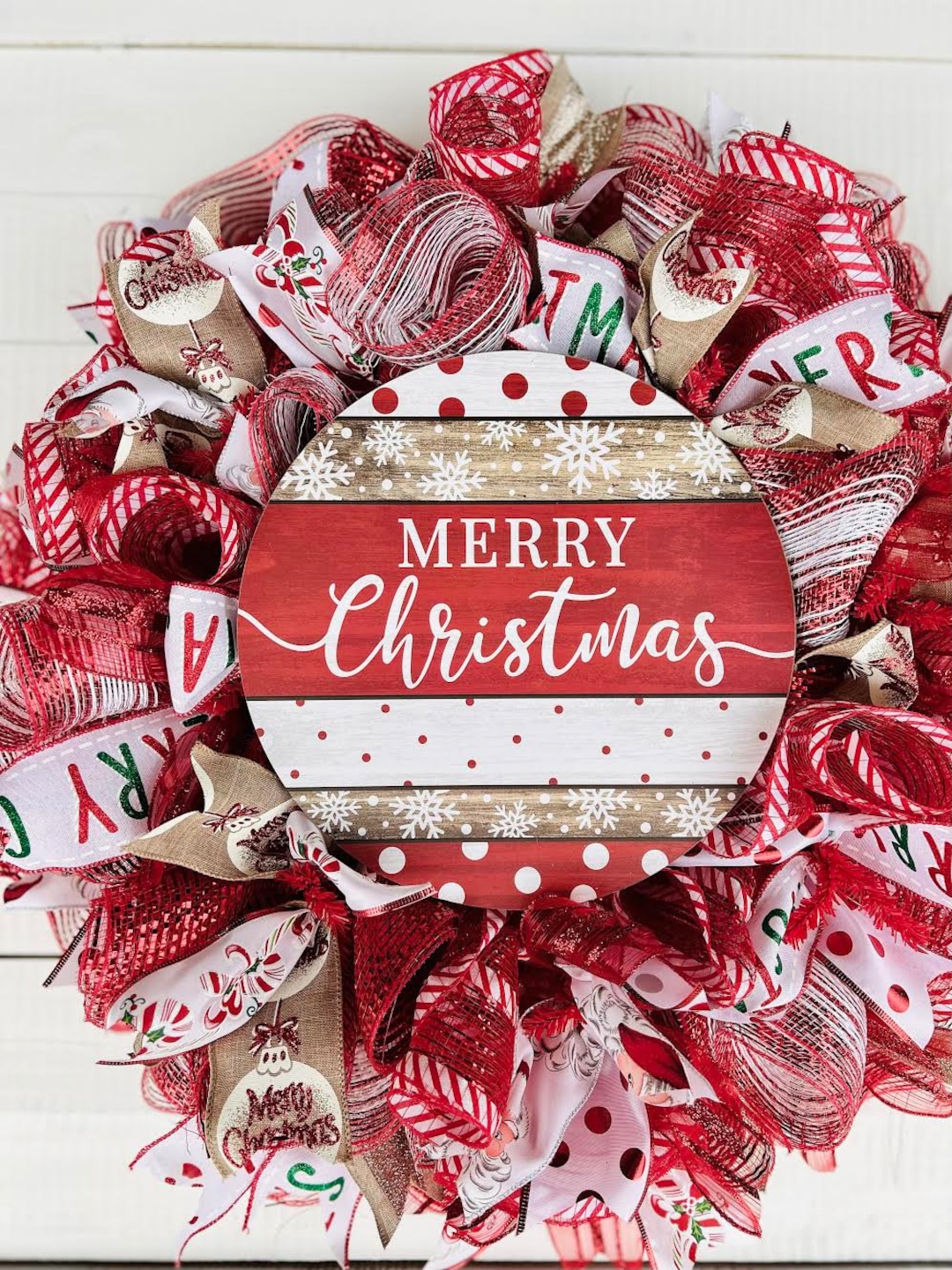 Christmas Front Door Wreath Mesh Wreath Holiday Decor Holiday Wreath ...