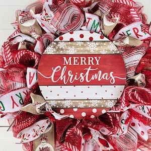Christmas Front Door Wreath Mesh Wreath Holiday Decor Holiday Wreath Mesh Christmas Wreath Burlap Wreath Christmas Decor Christmas Gift