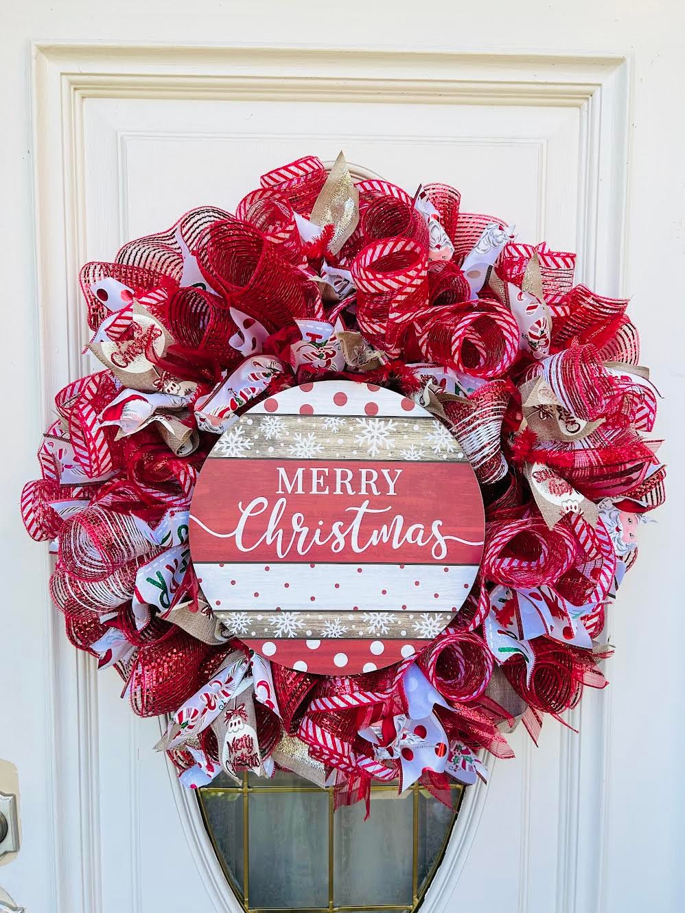 Christmas Front Door Wreath Mesh Wreath Holiday Decor Holiday Wreath ...