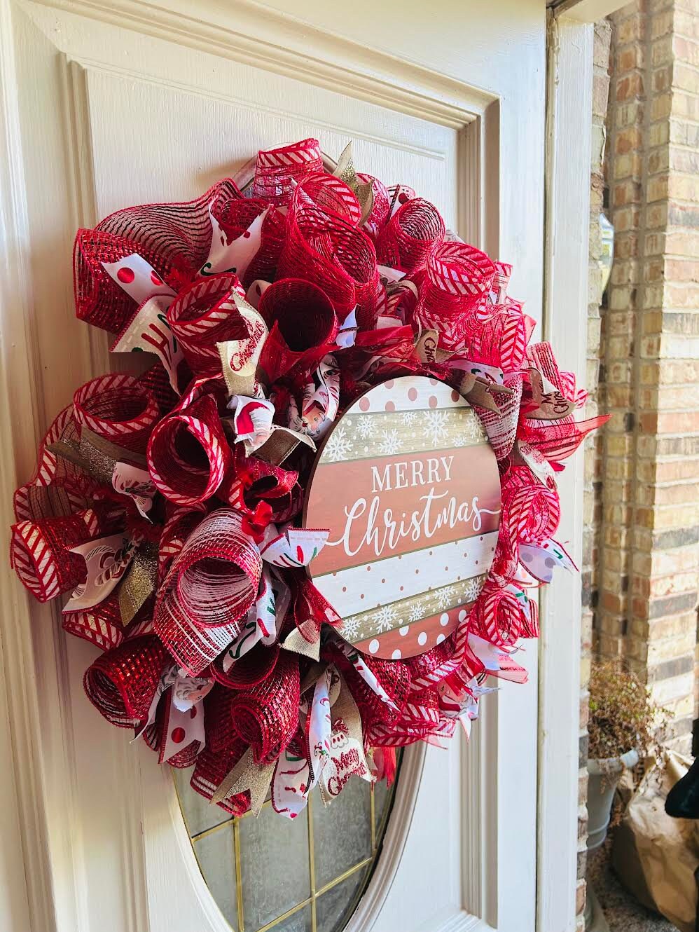Christmas Front Door Wreath Mesh Wreath Holiday Decor Holiday Wreath ...