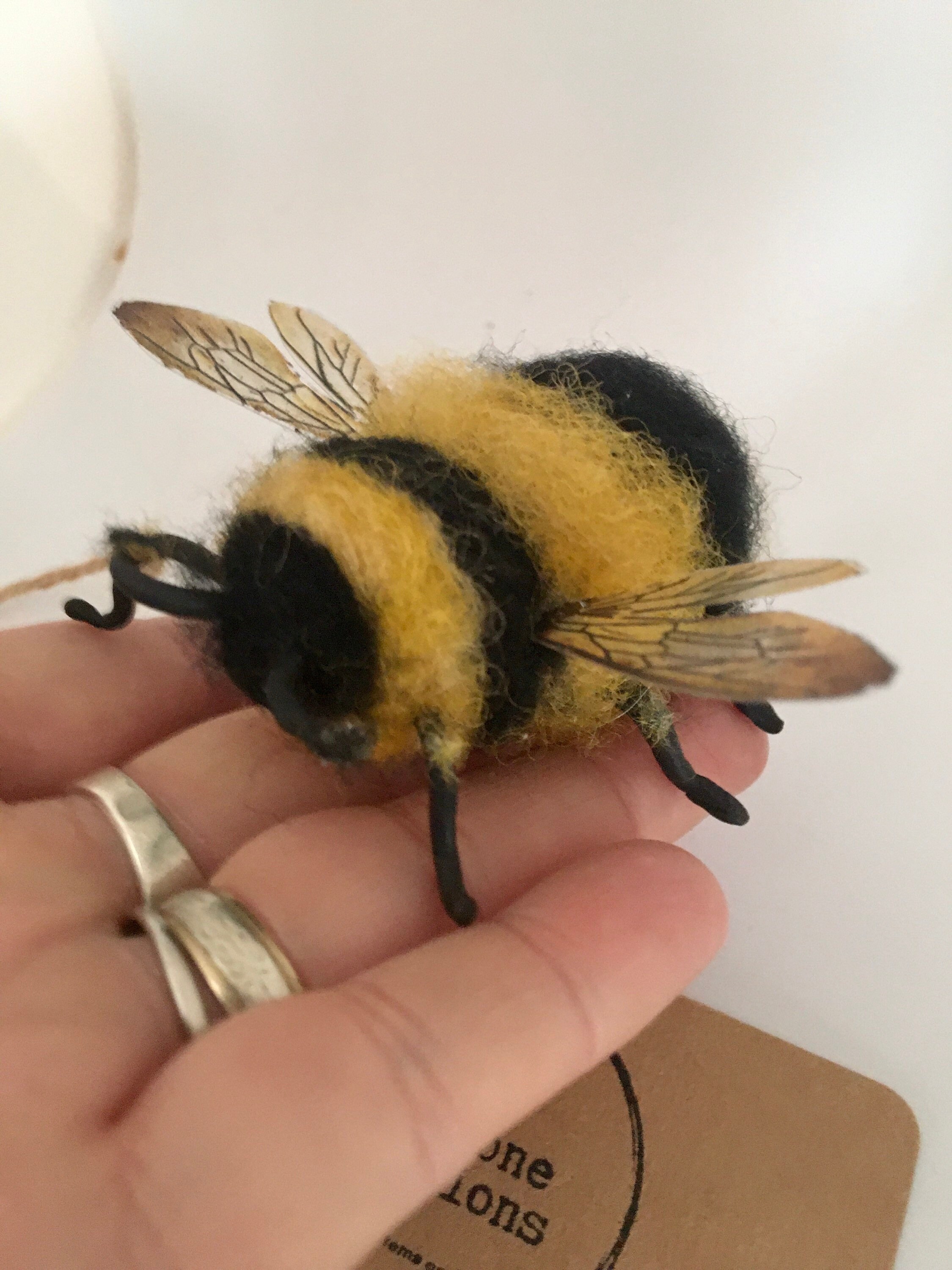 Beautiful needle felt bumble bee with polymer clay legs bee Etsy