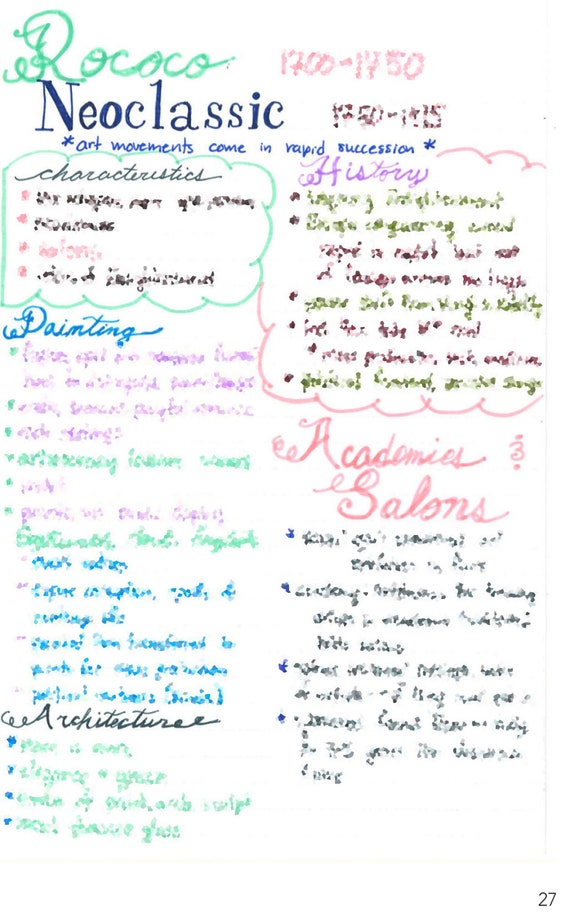 AP Art History Notes Rococo and Neoclassicism Etsy