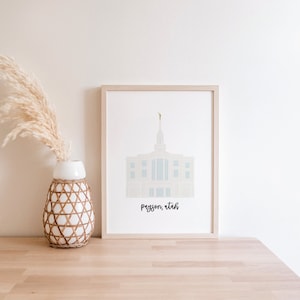 Payson Utah LDS Temple Print Drawing, 5x7 8x10 11x14 Digital Instant Download