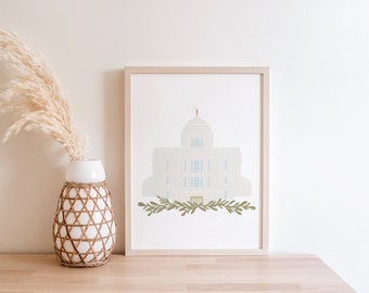 Meridian Idaho LDS Temple Print Drawing, 5x7 8x10 11x14, Portrait and Landscape, Digital Instant Download