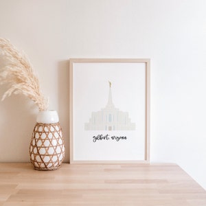 Gilbert Arizona LDS Temple Print Drawing, 5x7 8x10 11x14 Digital Instant Download