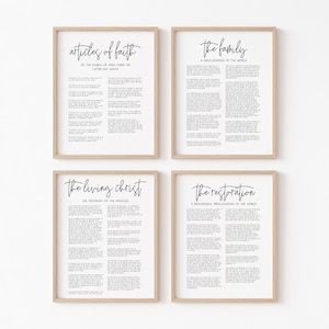 LDS Wall Art Poster Bundle, The Family, The Living Christ, Articles of Faith, The Restoration, 8x10 11x14 12x18, 16x24, Digital Download