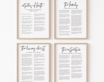 LDS Wall Art Poster Bundle, The Family, The Living Christ, Articles of Faith, The Restoration, 8x10 11x14 12x18, 16x24, Digital Download