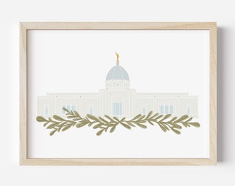 Tucson Arizona LDS Temple Print Drawing, 5x7 8x10 11x14, Portrait and Landscape, Digital Instant Download