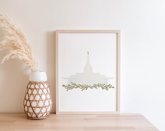 Idaho Falls Idaho LDS Temple Print Drawing, 5x7 8x10 11x14, Portrait and Landscape, Digital Instant Download