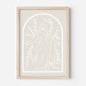 Jesus Christ Line Art, LDS, Print Drawing, Christian Art, Wall Decor, Gift Idea, 4x6, 5x7 8x10 11x14 Digital Instant Download