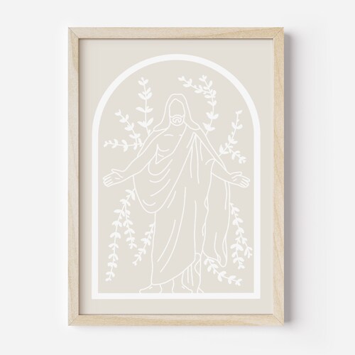 Jesus Christ Line Art, LDS, Print Drawing, Christian Art, Wall Decor, Gift Idea, 4x6, 5x7 8x10 11x14 Digital Instant Download