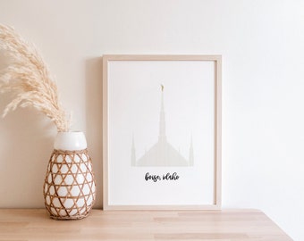 Boise Idaho LDS Temple Print Drawing, 5x7 8x10 11x14 Digital Instant Download
