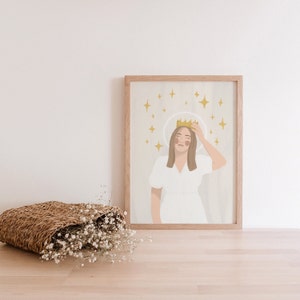 Beloved Daughter, Daughter of God, Young Women Theme, Jesus Christ, LDS, Portrait Print Drawing, 5x7 8x10 11x14 Digital Instant Download