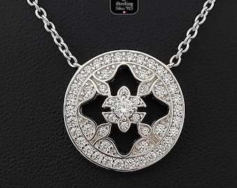 Fleur de Lys Necklace, Snowflake, Star, Replica of the Princess of Wales' Necklace, 925 Sterling Silver Necklace, Kate Middleton Necklace