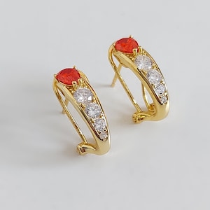 Créoles modernes Pretty Woman – Argent 925 or 18K, diamants et rubis