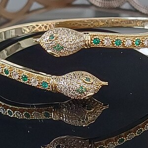 18k Gold-Plated Snake Bracelet Adjustable: Two Heads, One Charm image 4