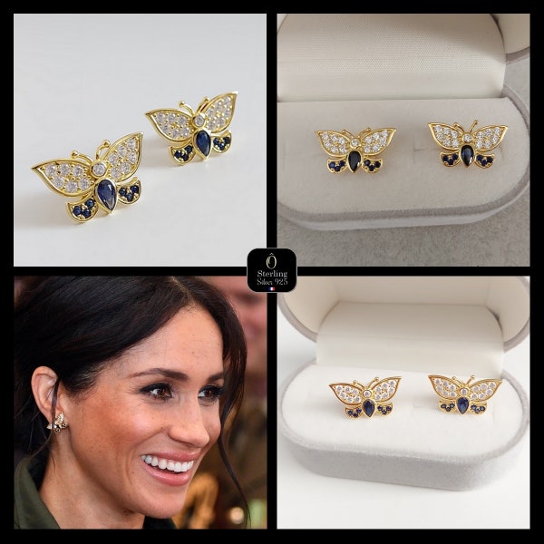 Boucle d'oreille Royale - boucles papillon Diana - bijoux Diana - boucles Meghan Markle - boucle d'oreille or - Boucles d'oreilles papillon