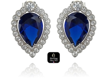 Kate Middleton earrings, Tanzanite drop earrings, 925 Sterling Silver, September Birthstone, Drop earings, Gift for her, Pear Cut CZ