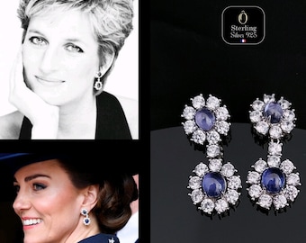 Princess Earrings: Simulated Diamond Elegance with Cabochons -  Diana earring - Kate's Earring