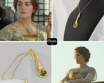 Rose Titanic Amulet • Titanic Pendant • Moss Agate • Vintage Accessory • Antique Talisman • Period Elegance • Cosplay Jewelry