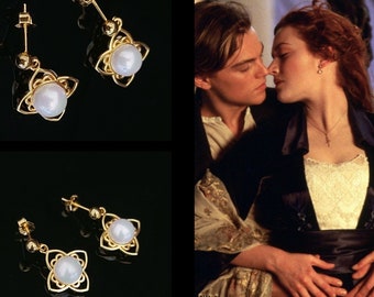 Earrings worn by Rose at the Mass - Freshwater Pearl Earring - 925 Sterling Silver 18k Gold-Plated - Titanic Jewelry