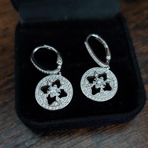 Réplica de brinco de princesa real de Gales, brincos de estrela, flores, brincos pendurados de prata esterlina 925, joias reais