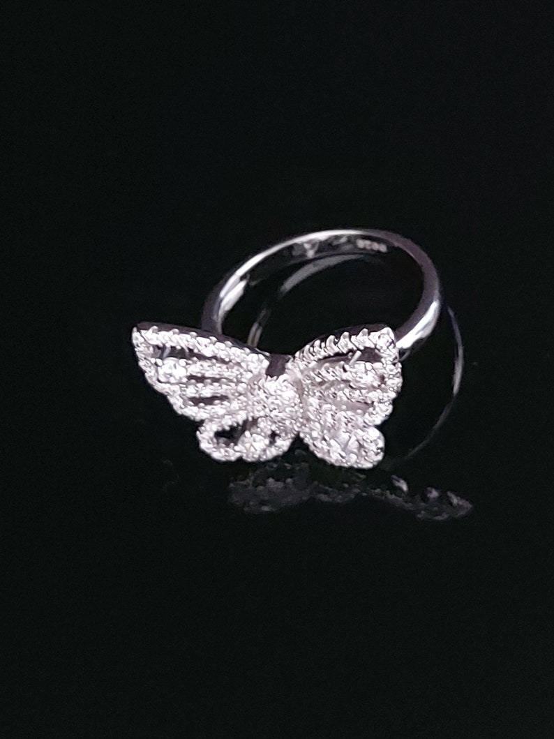 Gorgeous Mariah Carey Butterfly Ring in rhodium-plated 925 sterling silver adorned with high-quality simulated diamonds. image 6