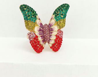 Tricolor Butterfly Ring in 925 Sterling Silver – Elegant & Trendy Women’s Jewelry – Meaningful Gift
