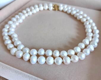 Elegante dubbele rij zoetwaterparels ketting - dubbele rij parelketting -