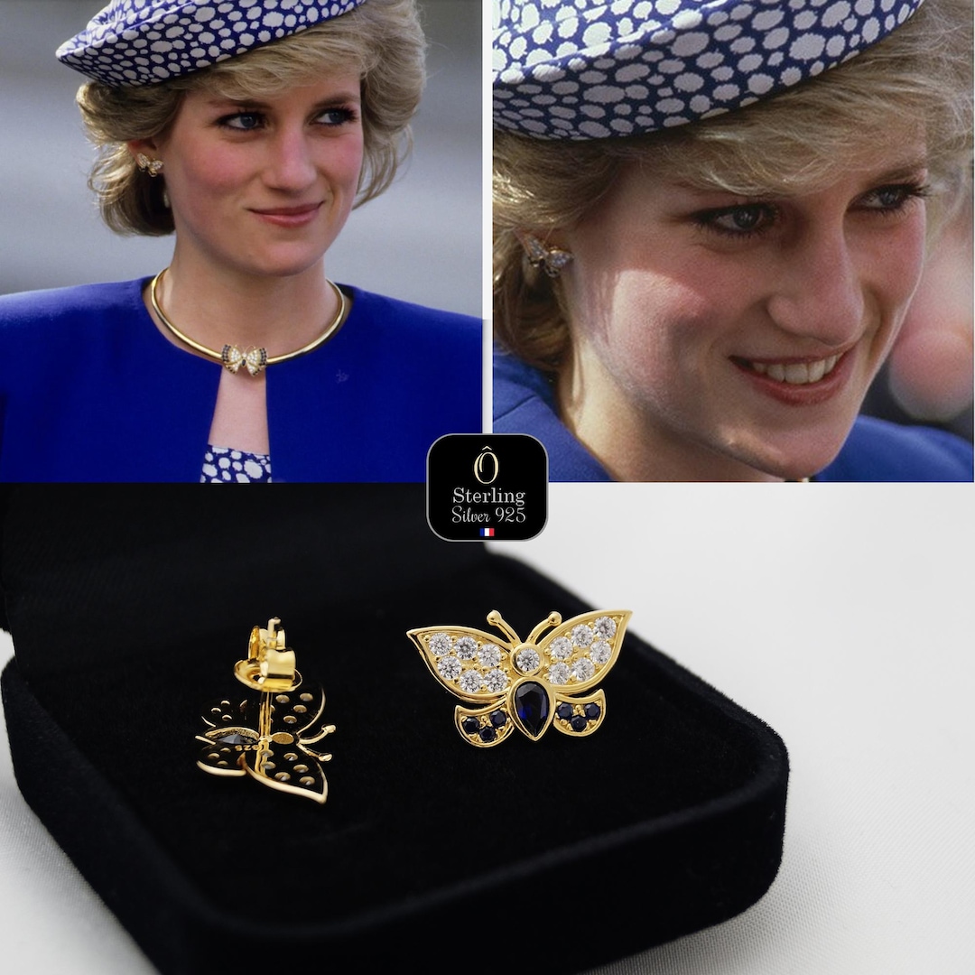 Orecchini a forma di farfalla blu in argento sterling 925 per donne e ragazze adolescenti, eleganti orecchini a perno a forma di farfalla in argento con dettagli in smalto blu - Italia